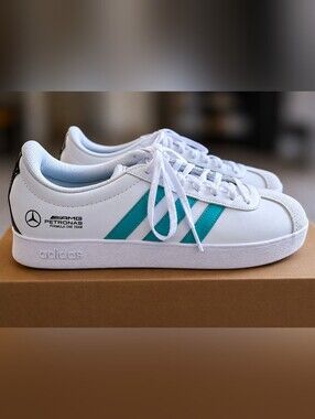 Adidas x Mercedes-AMG Petronas F1 Team Sneakers, NWOB White/Teal Men’s Size 10.5